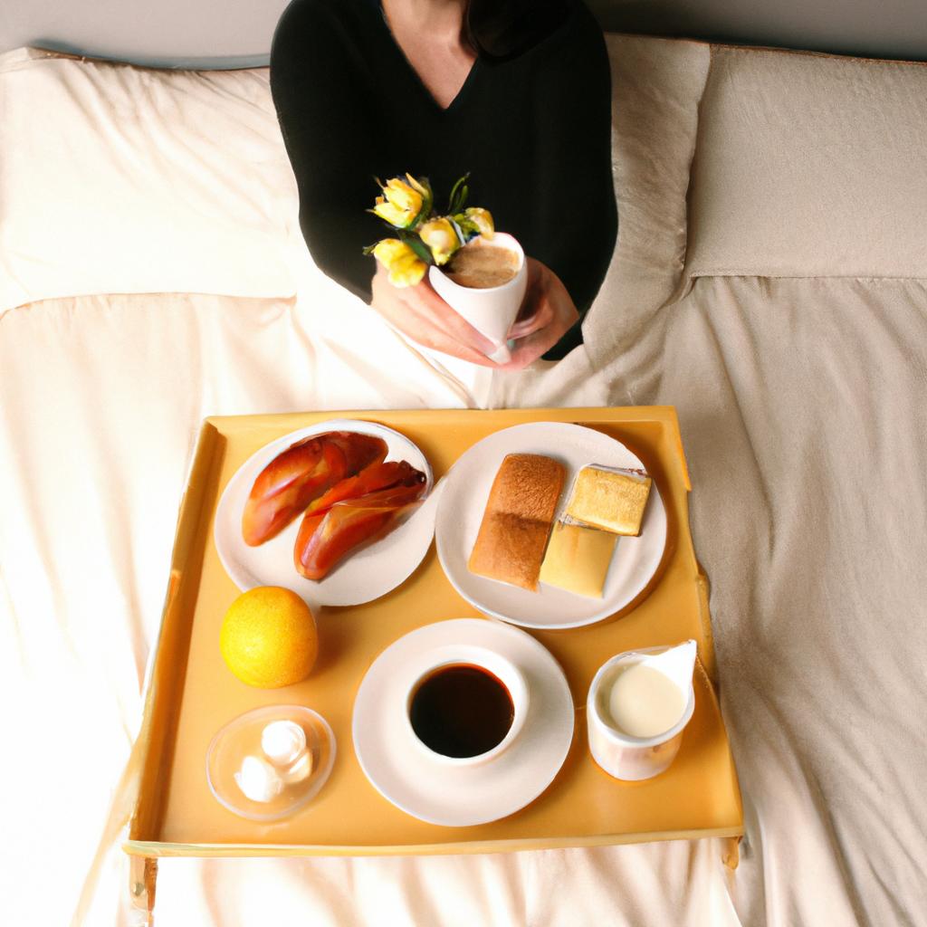 Woman serving breakfast in bed